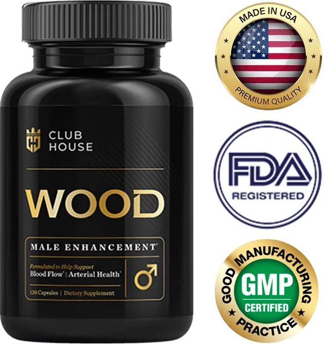 Clubhouse Wood male performance supplement bottle